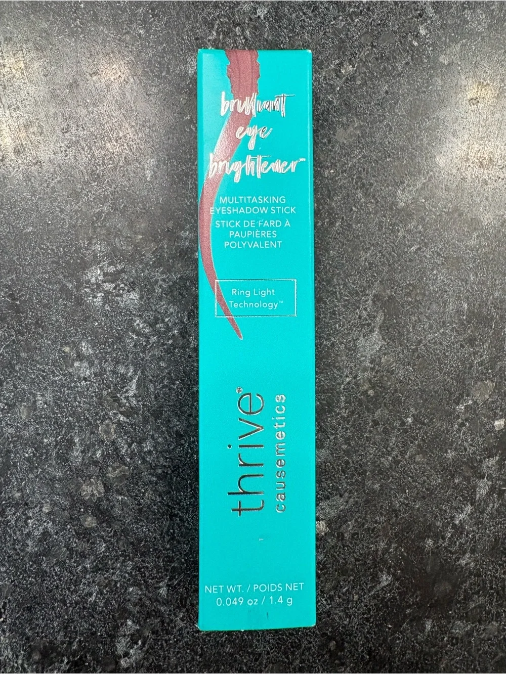 thrive causemetics Eyeshadow Stick in Teal Box with Mauve Pink Swatch